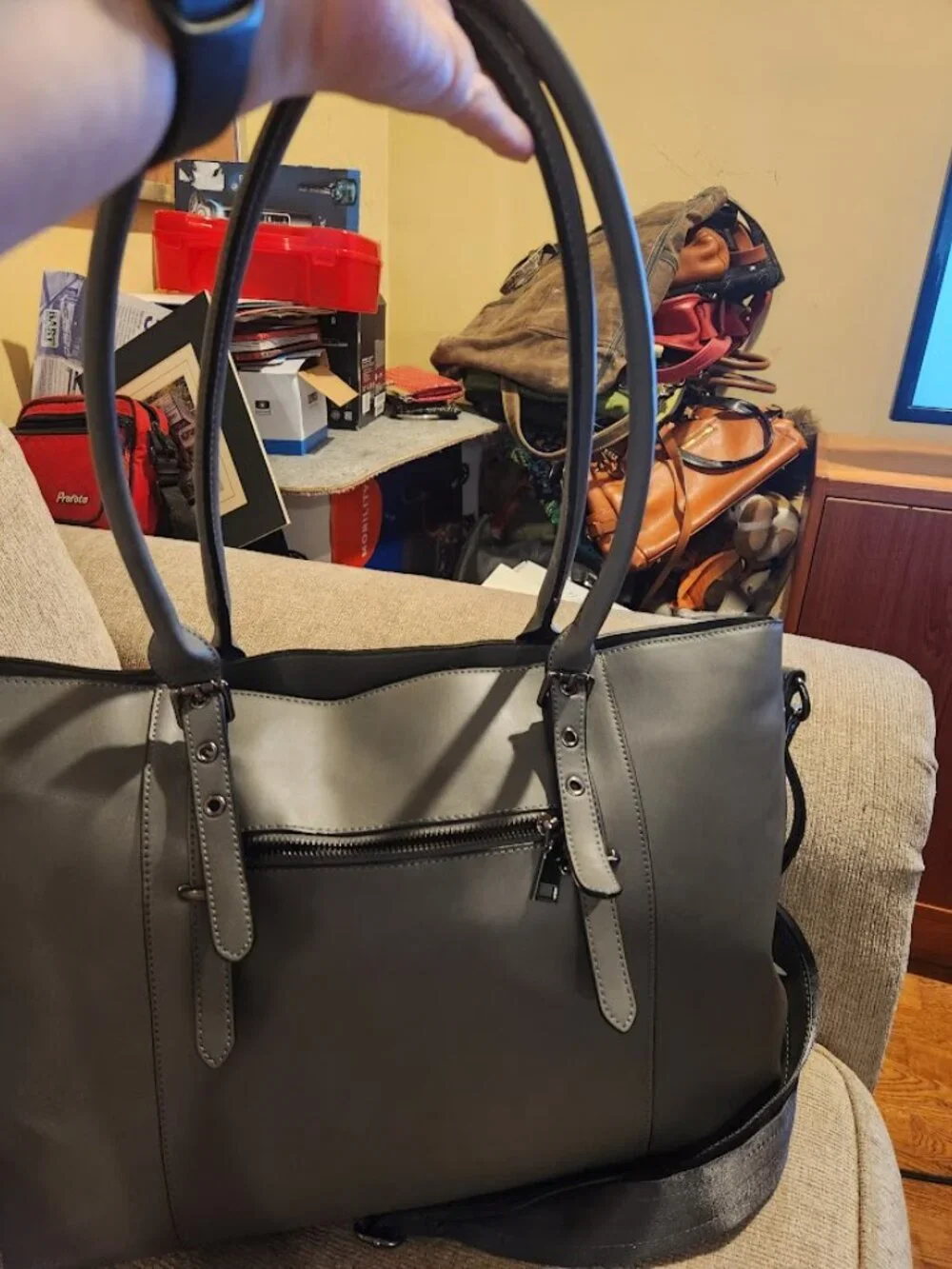 gray computer bag
